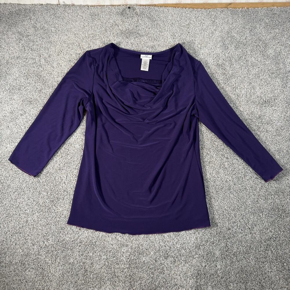 Jaclyn Smith Top L Cowl Neck Classic Business Casual Career Minimalist Office